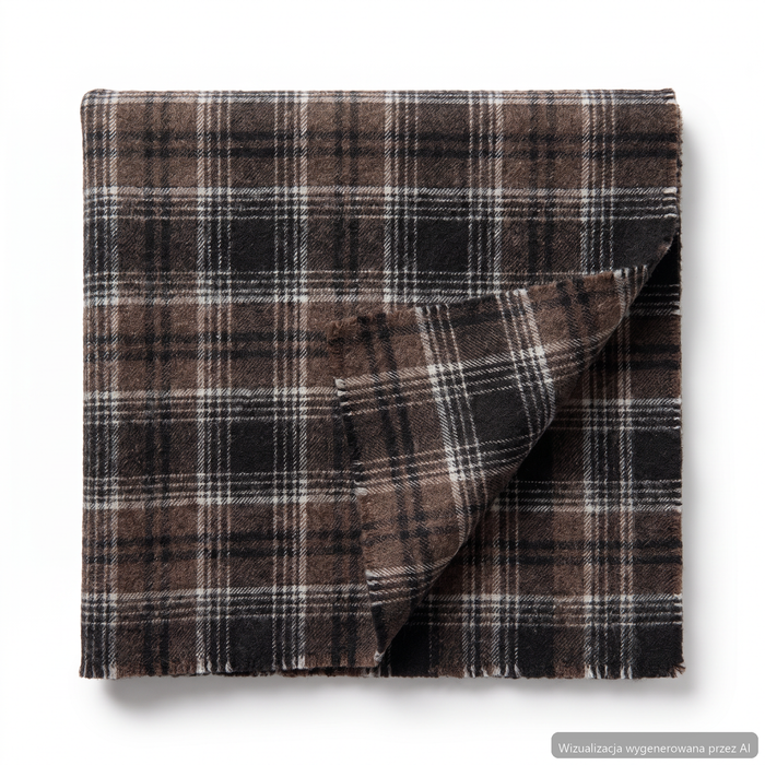 Brown check wool 450 g/lm — fabric swatch (AI visualisation)